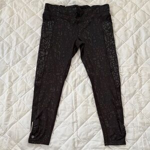 Athleta Black Leggings with Subtle Pink Accents